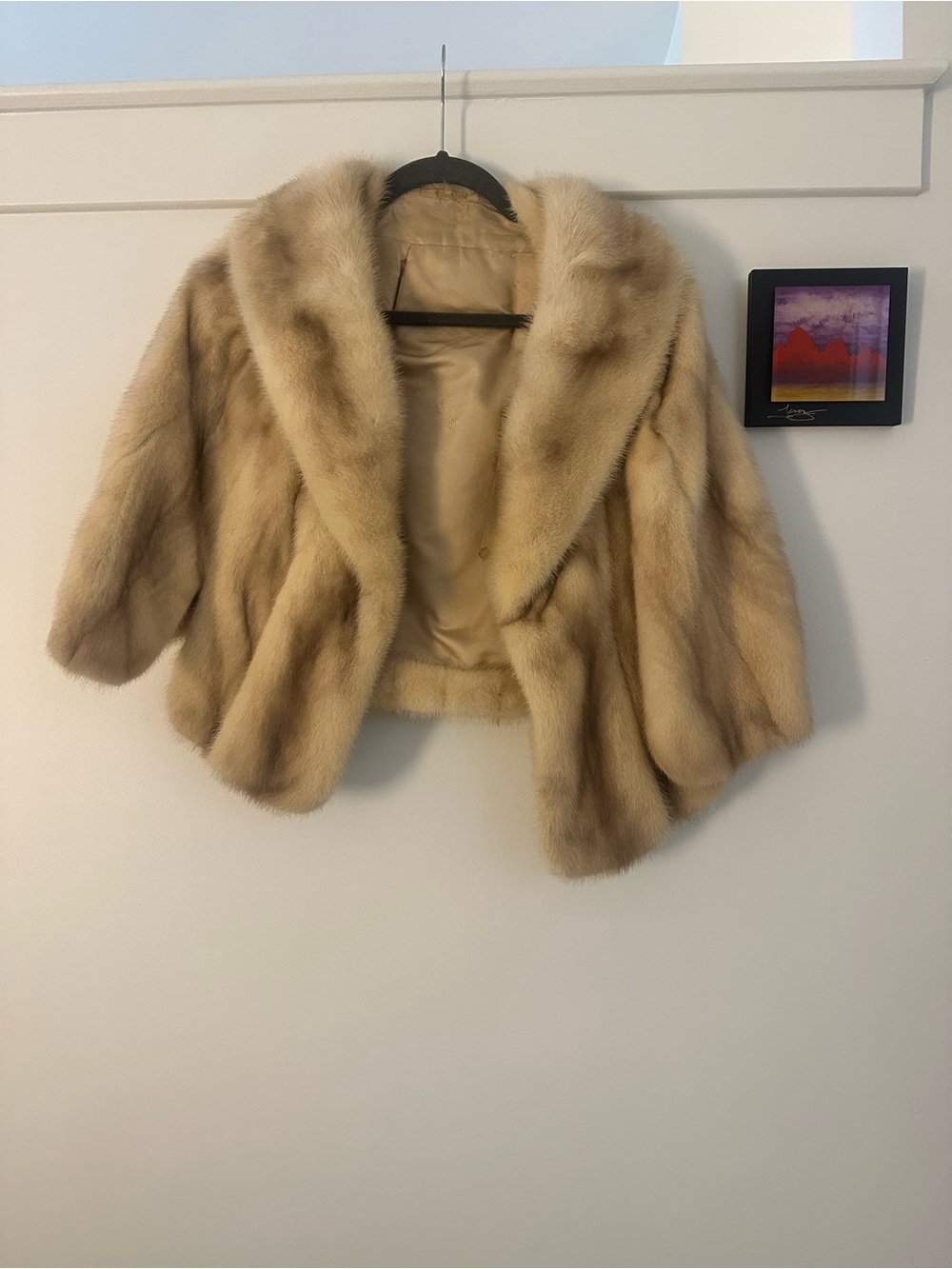 Women's Blonde Fur Short Coat - Luxurious Plush Jacket / vintage (real fur)